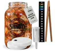 Smiths Mason Jars Barattolo per fermentazione da 4 l con coperchio per conservare e fermentare il kombucha, ideale per decapaggio, alimenti fatti in casa e barattoli in vetro Kimchi