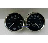 Smiths Replica 100mm Speedo 180-0 MPH anticlock + 0-80 RPM Tachimetro in sens...