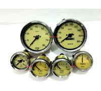 Smiths Replica Kit- Elec CH Temp +Oil PSI+Fuel +Amp +Speedo+Tacho100 mm Cream ME