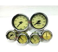 Smiths Replica Kit- Elec CH Temp +Oil PSI+Fuel +Amp +Speedo+Tacho100 mm Cream ME
