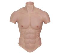 SMITIZEN Tuta muscolare in silicone petto uomo manica corta torso realistico maschile pancia costume Cosplay Halloween Carnevale (marrone chiaro)