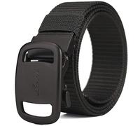 SMIUPIN Cintura da uomo in nylon intrecciato, fibbia automatica regolabile, Web multicolore cinture intrecciate nero grigio Cintura 47,2 pollici 120 cm (fibbia grigia+cintura nera)