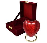 SMIURNS Urna funebre commemorativa a forma di cuore per ceneri umane, mini urna per mamma e papà, con custodia in velluto, urna funebre per adulti, con supporto in ottone, urna per la persona amata