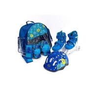 SMJ - Set 2 in 1 per bambini, pattini in linea regolabili, set di protezioni + casco + borsa (30-33)