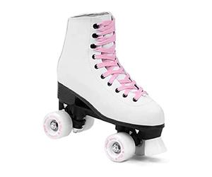 SMJ sport - Pattini classici da donna con cuscinetti a sfera ABEC7, colore bianco/rosa, turchese, per ragazze e bambine, taglia 35, 36, 37, 38, 39, 40, 41 (37)