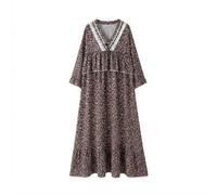 SMJWH Camicia da Notte a Maniche Corte con Scollo a V Floreale Taglie Forti | Abito lungo e ampio da salotto con volant for la casa e il sonno