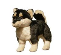 SMJWH Peluche realistico Shiba Inu, simpatico cane Akita giapponese, morbido e coccoloso, regalo for, in rosso nero(Black,30cm)