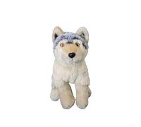 SMJWH Simpatico peluche a forma di lupo grigio, realistico cane, morbido compagno coccole, regalo for gli amanti della fauna selvatica