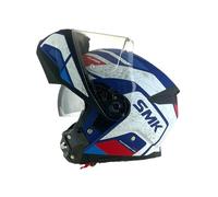 SMK Helmets Casco modulare GULLWING Navigator Bianco Blu e Rosso Omologazione 22.06 con doppia visiera P/J (S 55/56)
