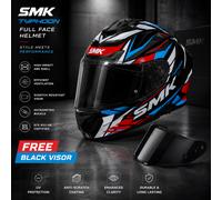 SMK Typhoon Rival GL213 Casco Moto Integrale Blu ECE Con Visiera Nera