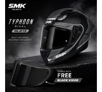 SMK Typhoon Rival GL213 Casco Moto Integrale Blu ECE Con Visiera Nera