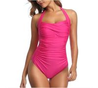SMKBDFC Costume da Bagno per Il Controllo della Pancia Costume da Bagno Monopezzo Modesto Costume da Bagno da Donna Donna Corpo Intero Vintage (B Rosa,as6,Alpha,XX_l,Regular,Regular)