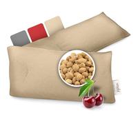 smøla - Cuscino con noccioli di ciliegia per il collo e le spalle per microonde, cuscino lungo 58x12 cm, imbottitura 100% cotone, 650 g di noccioli di ciliegia, borsa dell'acqua calda naturale, sabbia