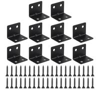 SMLOPLOM Staffe Angolari, 10 Pezzi Squadrette in Acciaio Inox, 31x31x38mm Angolare in Metallo per Il Collegamento di Mobili ecc, Nero