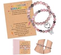 Smlper 2 bracciali finalmente per bambini scolastici, regalo per l'inizio della scuola, braccialetti con biglietto di auguri, scatola regalo, bambino scolastico 2026, portafortuna per il primo giorno