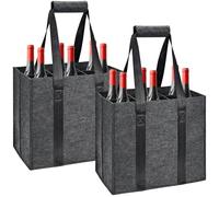 Smlper 2 portabottiglie, 6 scomparti, in feltro, riutilizzabile, per birra, vino, bevande, colore grigio scuro, 27x17x27 cm, Modernizzazione