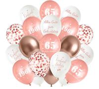 Smlper 30 palloncini decorativi per 65 compleanno, donna, 65 pezzi, colore oro rosa, palloncini in lattice Happy Birthday