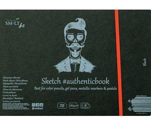 smlt 5eb-83922 18st/Black Authentic Line 245 X 176 mm blocco da disegno genaehtes authenticbook, 165 GSM carta leggera struttura smaltato nero, 18 fogli
