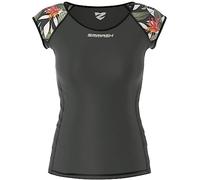 SMMASH Maglietta da donna a compressione, a maniche corte, traspirante, con tecnologia Second Skin, per fitness e attività all'aperto, Floreale, S