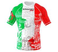 SMMASH Rashguard Uomo Manica Corta, Maglietta a Compressione MMA Krav Maga BJJ Grappling Running Palestra, Canotta Palestra Traspirante Leggero, Maglia in Materiale Antibatterico, Prodotto dell'UE
