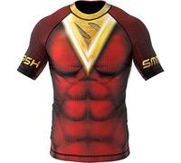 SMMASH Rashguard Uomo Manica Corta, Maglietta a Compressione MMA Krav Maga BJJ Grappling Running Palestra, Canotta Palestra Traspirante Leggero, Maglia in Materiale Antibatterico, Prodotto dell'UE