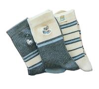 SMMZRF 3/5 paia di calzini caldi a metà polpaccio da donna in cotone con ricamo a righe a contrasto, con scritta "He Will Cross"