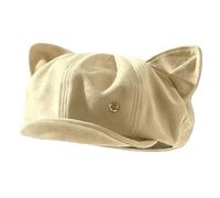 SMMZRF Cappello Cappello Ottagonale Casual da Pittore in Pelle Scamosciata con Orecchie di Gatto da Donna-Beige-56-58 Cm