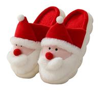 SMMZRF Zoccoli Autumn E Inverno Babbo Natale in Cotone Scarpe da Casa Uomo E Donna Calde Pantofole Peluche-Bianco-44-45