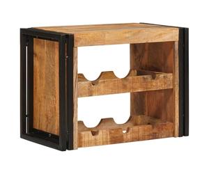 smnyxs Mensola per vino da parete marrone legno di mango massiccio 60 x 45 | Design industriale rustico, stoccaggio generoso, ferro robusto, montaggio facile, manutenzione semplice