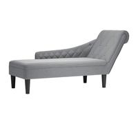 smnyxs Poltrona Lunga Grigio Chiaro Tessuto con Cuscino e Bracciolo Destro | Cuscino lombare incluso, imbottitura a bottoni, schiuma resiliente, uso salotto camera da letto ufficio