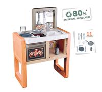 Smoby - Cucina Vaniglia - con forno, piano cottura, lavello e 11 accessori - Prodotto in Francia
