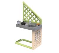 Smoby Life - Cucina estiva - Compatibile con molte case - Piastra grill, lavello con rubinetto - Materiale riciclato - Dai 2 anni - Prodotto in Francia