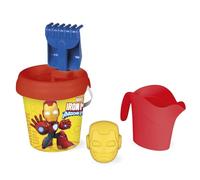 Smoby - Set secchio Iron Man - Include annaffiatoio, pala, stampo per sabbia, setaccio e rastrello - Materiale riciclato - Adatto a bambini dai 18 mesi in su - Prodotto in Francia