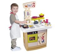 SMOBY - SUPER BENNY LA CUCINA DELLE DELIZIE CON ACCESSORI PER CUCINARE DAVVERO, GREMBIULE INCLUSO, 32 ACCESSORI, RICETTARIO