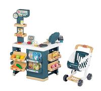 Smoby - Supermercato - Carrello della spesa per bambini - Carrello della spesa incluso - Bilancia meccanica - Funzioni elettroniche - 42 accessori - Dai 3 anni - Prodotto in Francia