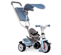 Smoby - Triciclo Baby Balade Azzurro, 7600741400, + 10 Mesi, Evolutivo, Guida Parentale, Ruote Silenziose, con Cinture di Sicurezza