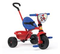 Smoby - triciclo spidey, 7600740337, +15 mesi, evolutivo, con asta parentale, licenza ufficiale spidey, con cintura di sicurezza, vano portaoggetti