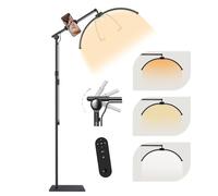 SMOCTAR Lampada Extension Ciglia, Lampada Mezza Luna Estetica, Lampada Estetista Professionale con Supporto per Telefono, LED Lampada da Terra per Unghie, Tattoo - Nero