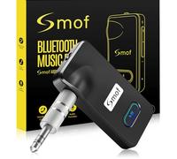 Smof Adattatore Aux Bluetooth Auto, Ricevitore Bluetooth 5.0 per Sistemi Audio Auto, Dual Connect, Stereo Domestico, Cuffie Cablate, Chiamata in Vivavoce/Adattatore Wireless con Mic