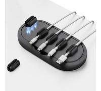 smofish Gestore cavi, supporto magnetico per cavi multiuso, porta cavi per scrivania, comodino, organizer per cavi, 6 clip per cavo Lightning, cavo USB-C, micro cavo, Nero