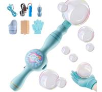 Smoke Bubble Machine - Macchina per bolle di sapone, con elastico colorato, per feste, con effetto fumo, leggera