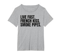 Smoke Pipes è Un Amante della Pipa e Un Fumatore Sofisticato Maglietta, Donna Plus-Size, Grigio Melange, 4X