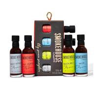 Smokehouse by Thoughtfully, set di salse BBQ gourmet, vegane e vegetariane, i gusti includono miele Chipotle, Bourbon affumicato, dolce e piccante, e salsa BBQ al bacon, confezione da 4