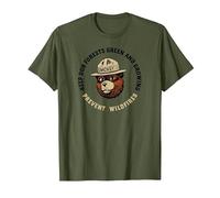 Smokey Bear Keep Our Forests Green & Growing! Vintage Maglietta, Uomo, Oliva, 3XL