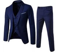 Smoking Completo Set Uomo Tre Pezzi Blu Giacca Gilet Pantaloni 35BD3A9