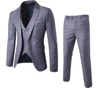 Smoking Completo Set Uomo Tre Pezzi Grigio Giacca Gilet Pantaloni 35BD3A9