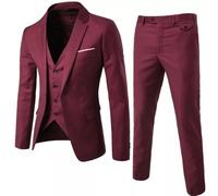 Smoking Completo Set Uomo Tre Pezzi Rosso Giacca Gilet Pantaloni 35BD3A9