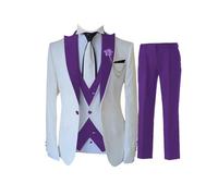 Smoking da uomo a maniche lunghe, set di tre pezzi, slim fit, abito da sposa con blazer gilet pantaloni per sposo, 4, L