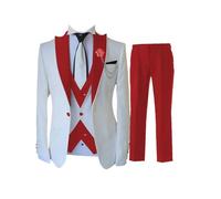 Smoking da uomo a maniche lunghe, set di tre pezzi, slim fit, abito da sposa con blazer gilet pantaloni per sposo, 2, L