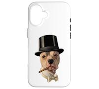 Smoking Dog in Top Hat Public Domain Art TPA Funny Custodia per iPhone 16